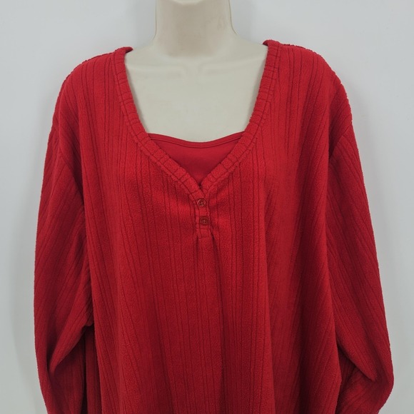 Catherines Sweater Women‎ 4X Red Textured Knit Chenille Pullover Holiday Party - Picture 2 of 10